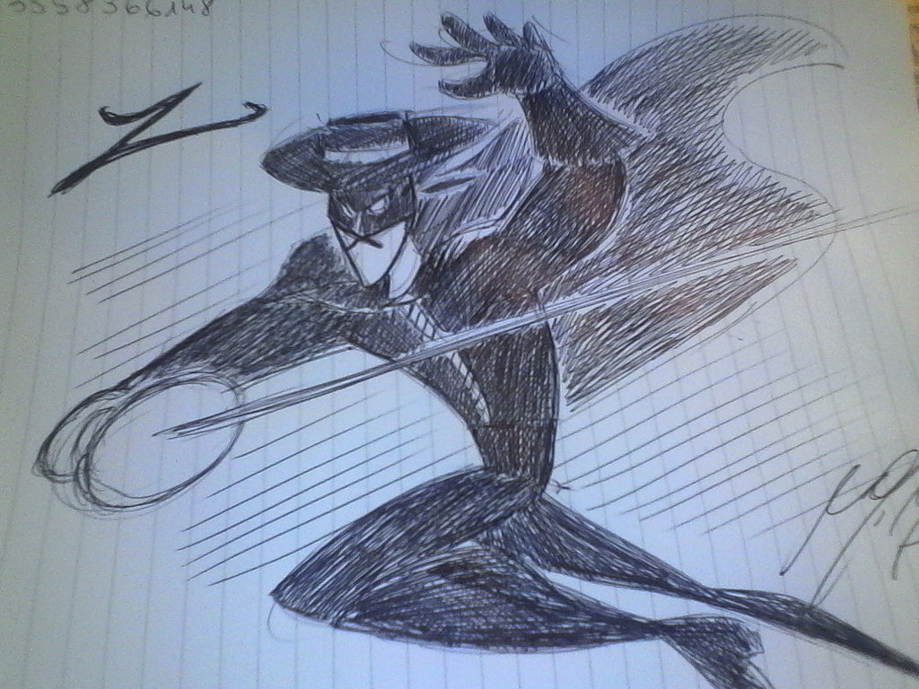 1024x768 Zorro Sketch Drawing By Granamir30 - Zorro Sketch