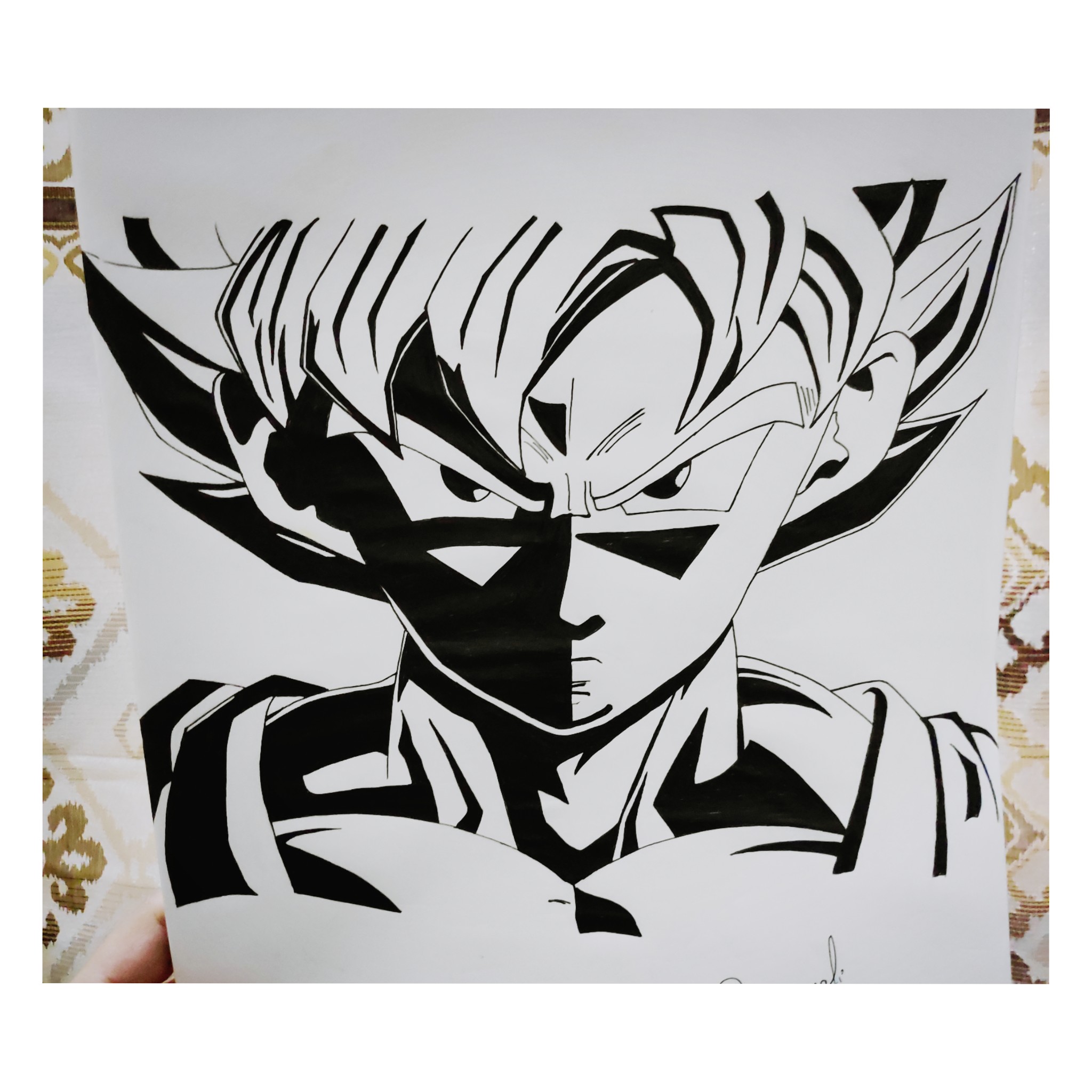 Goku_SSJBlue Sketch , Black and White