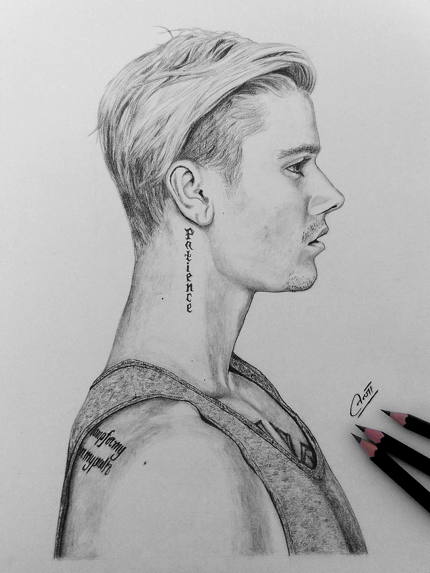 Drawing of Justin Bieber by Ninja
