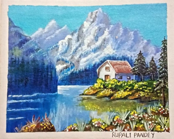 Hello I am Rupali pandey , this is a landscape watercolour painting on a canvas pad . Hope you will like it .... Thank you