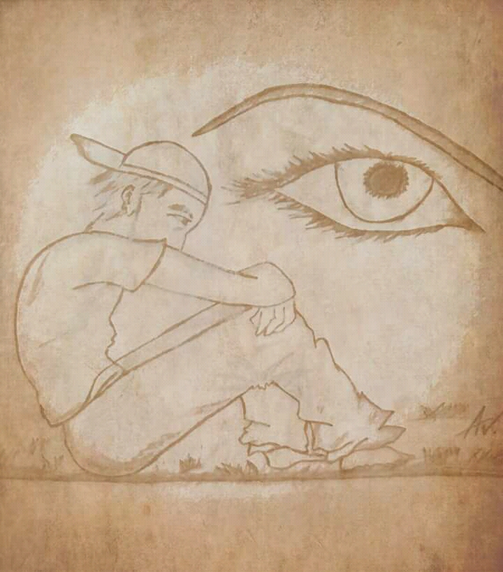 The sketch is describing the feeling of loneliness which one feels when he is facing the difficulties of life having nobody together.