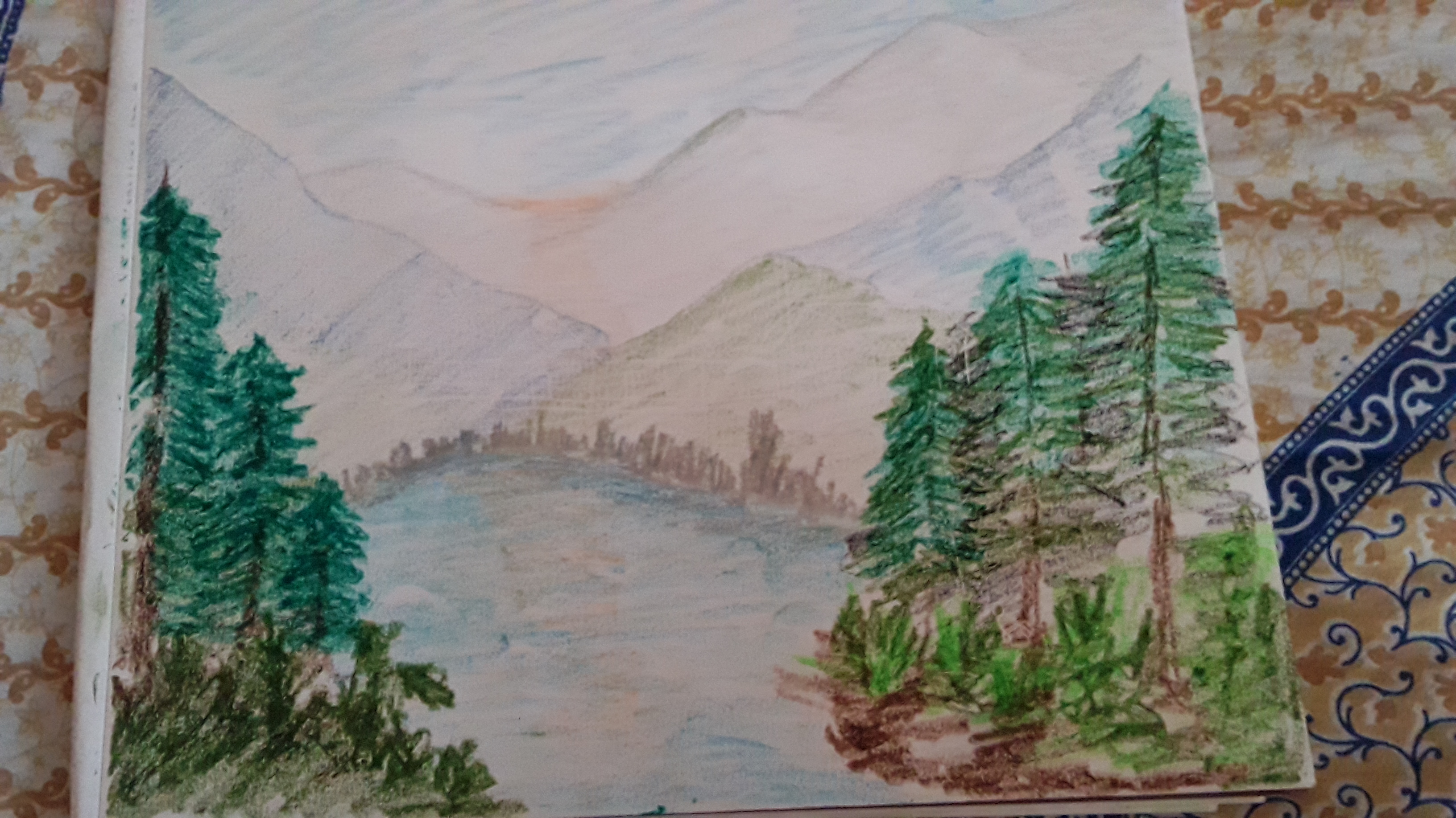 This a very nice mountain landscape . U can draw this.