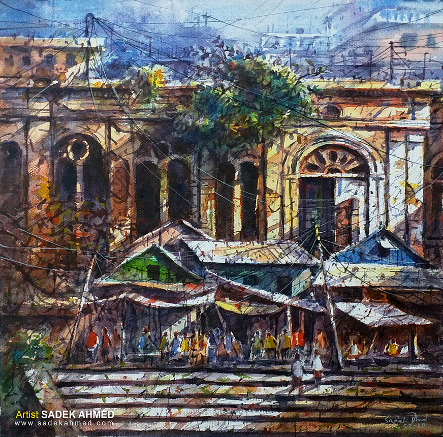 Watercolor painting of Artist Sadek Ahmed